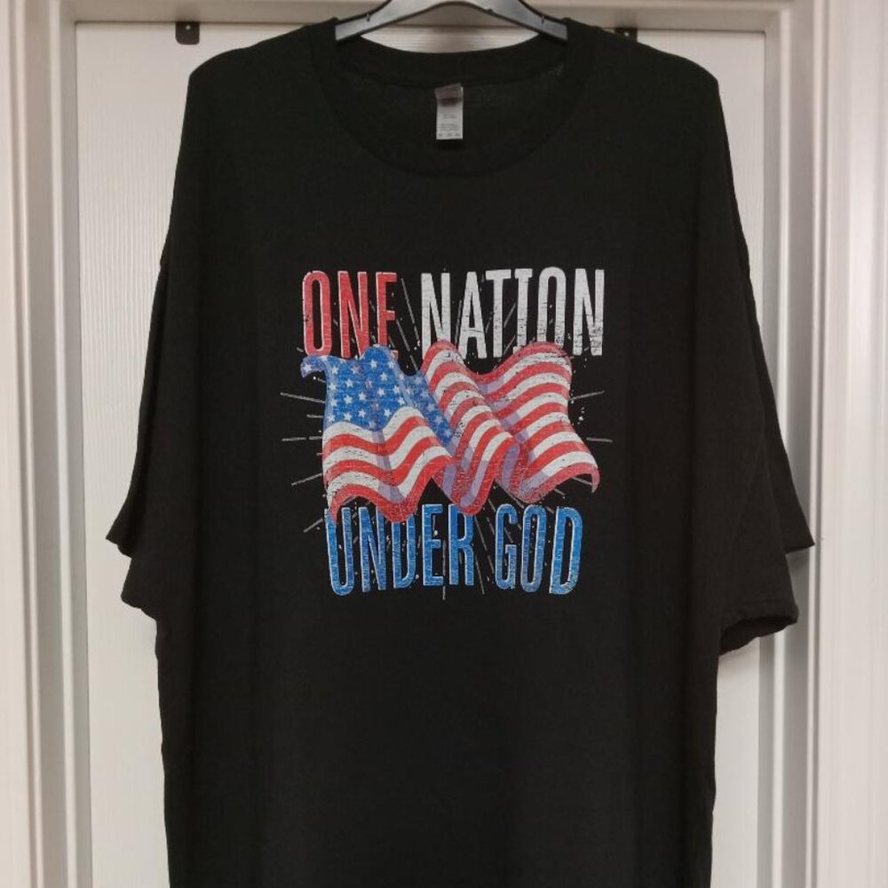 Patriotic 4th of July ONE NATION UNDER GOD Graphic Print T-Shirt